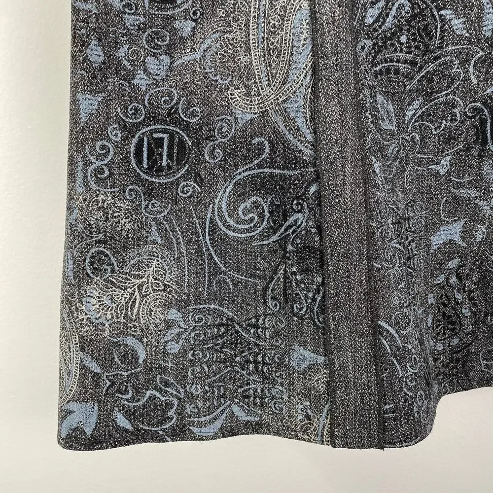 y2k VTG Simply French Skirt Size 6 Gray Blue Paisley Fairy Grunge Whimsigoth